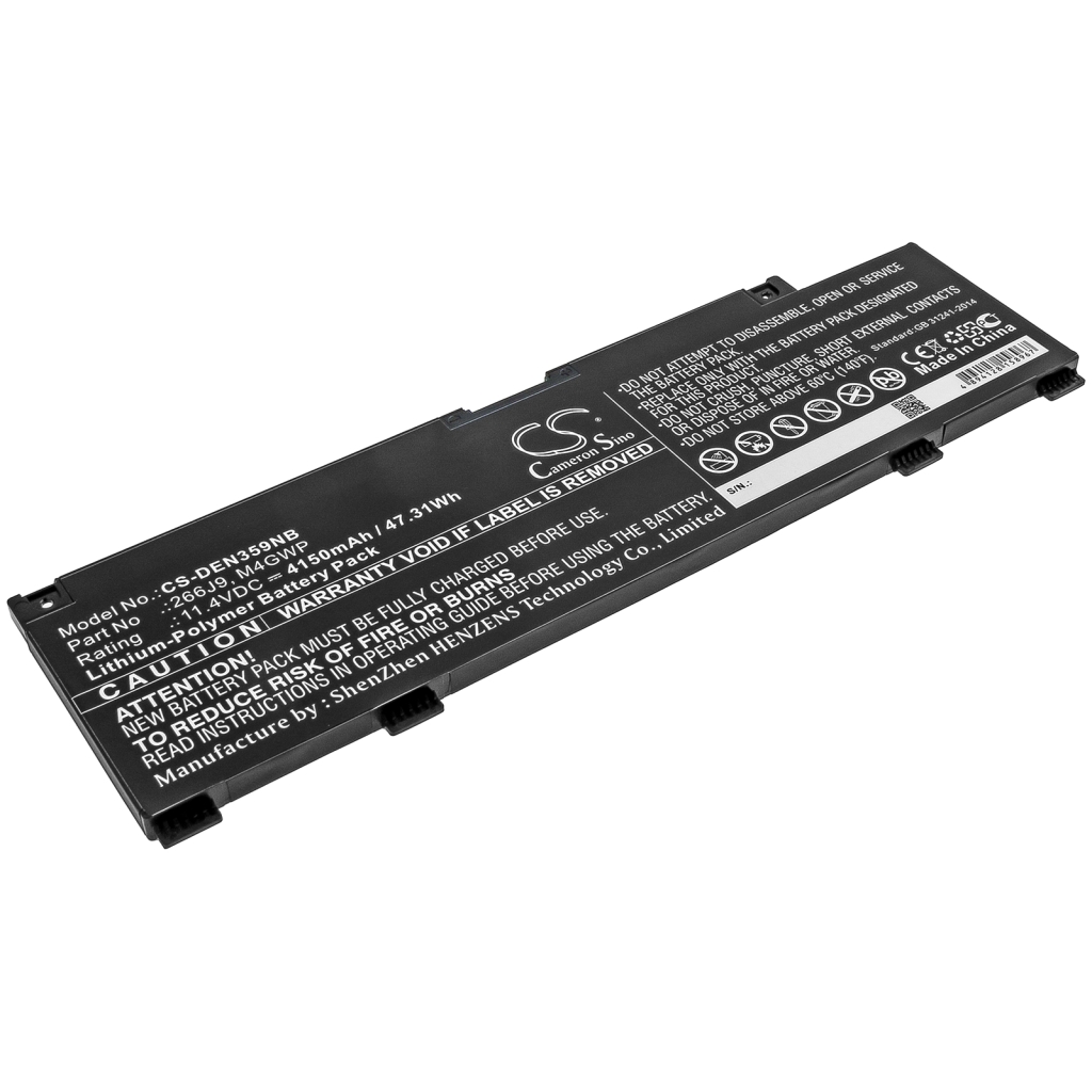 Compatible battery replacement for DELL  M4GWP, 266J9