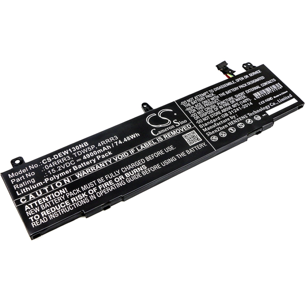 Compatible battery replacement for DELL  4RRR3, 04RRR3, TDW5P