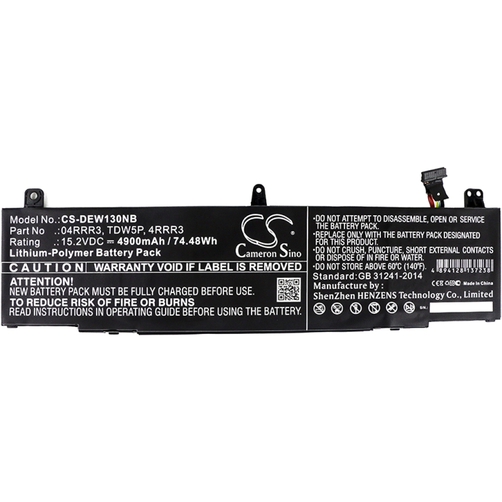 Compatible battery replacement for DELL  TDW5P, 4RRR3, 04RRR3