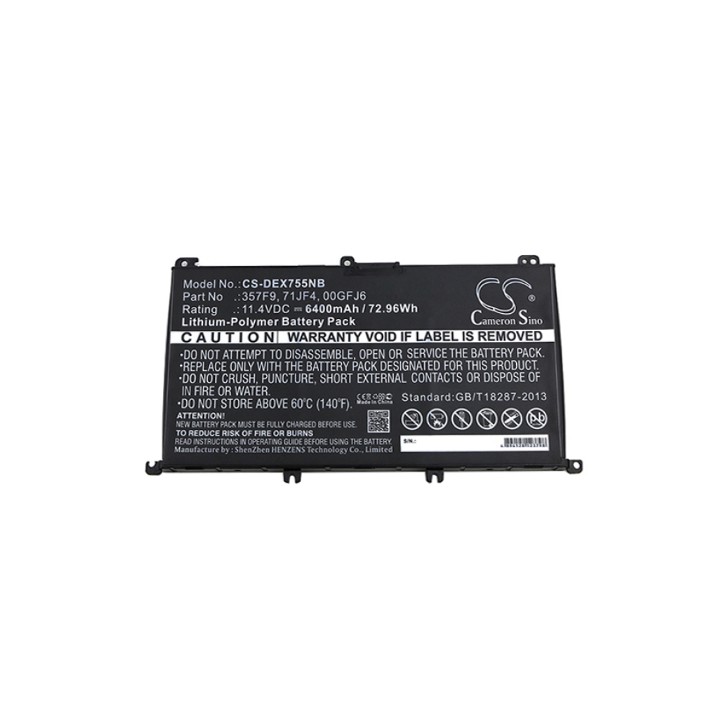 Compatible battery replacement for DELL  P57F003, 00GFJ6, P57F002, 71JF4, P65F001...