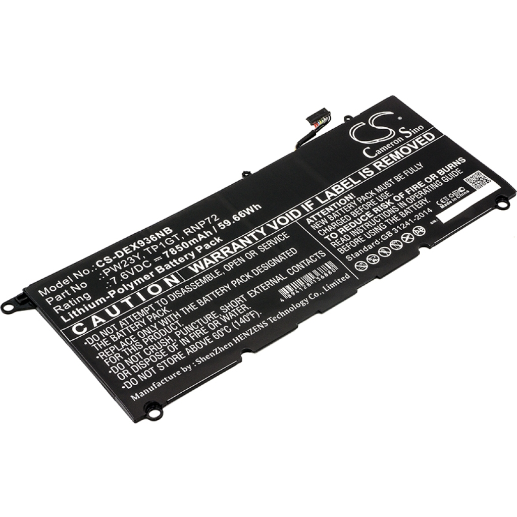 Compatible battery replacement for DELL  PW23Y, 0RNP72, TP1GT, RNP72