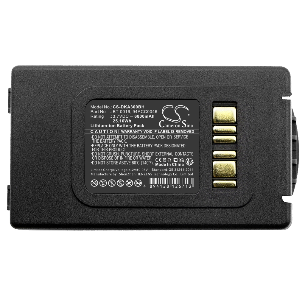 Compatible battery replacement for Datalogic  94ACC0046, BT-0016, BT-0015, 94ACC0048