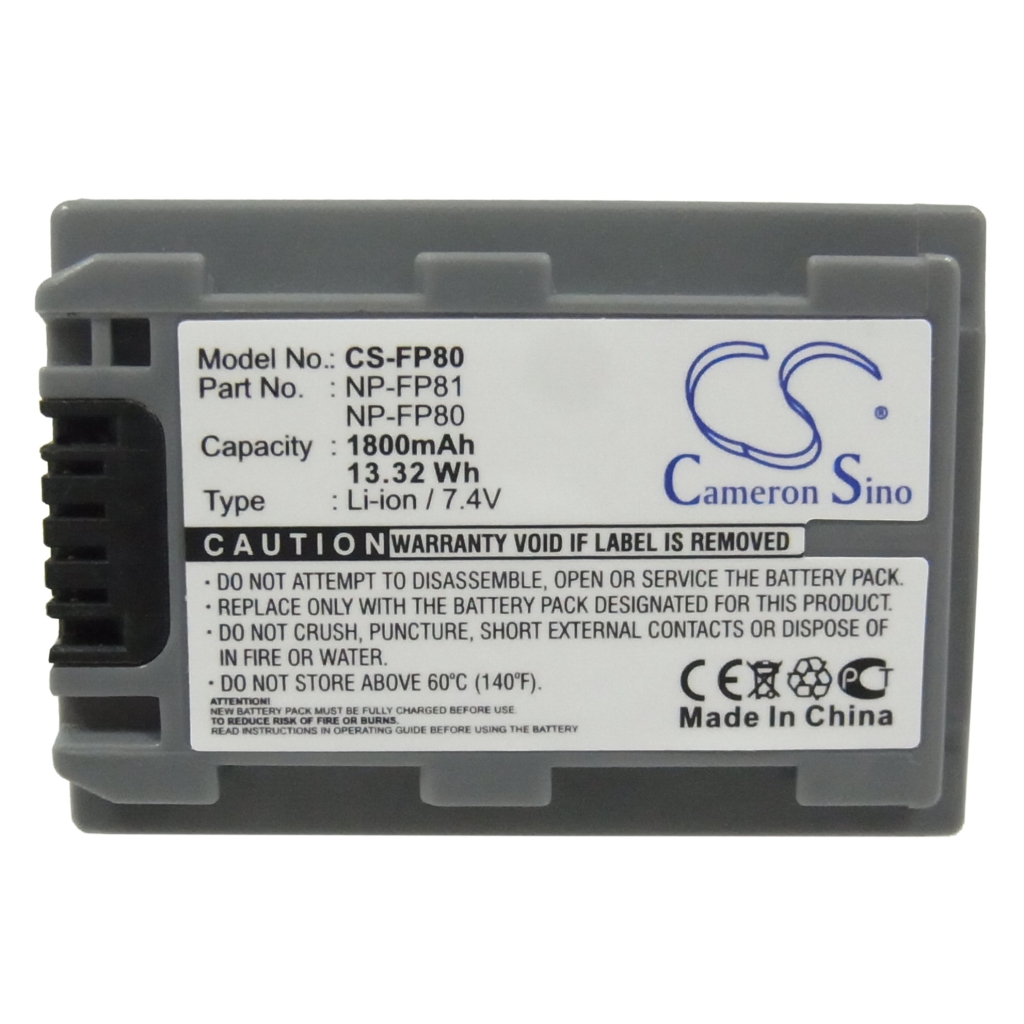 Compatible battery replacement for Sony  NP-FP81, NP-FP80