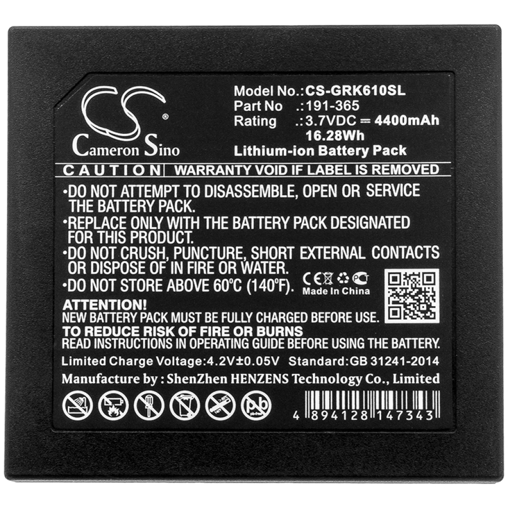 Compatible battery replacement for GE  191-365, 191-356