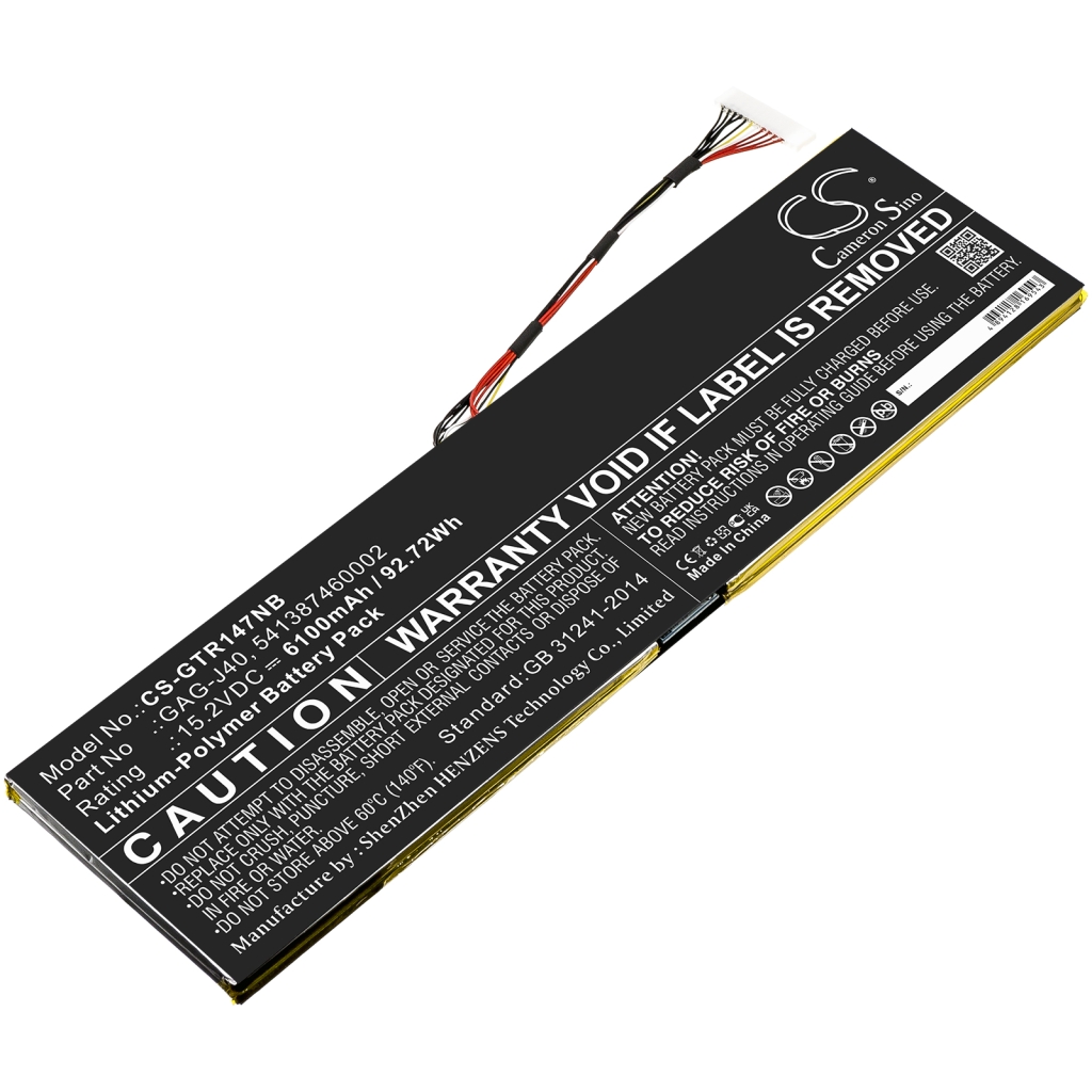 Compatible battery replacement for Gigabyte  541387460005, 541387460003, 541387460002, GAG-J40