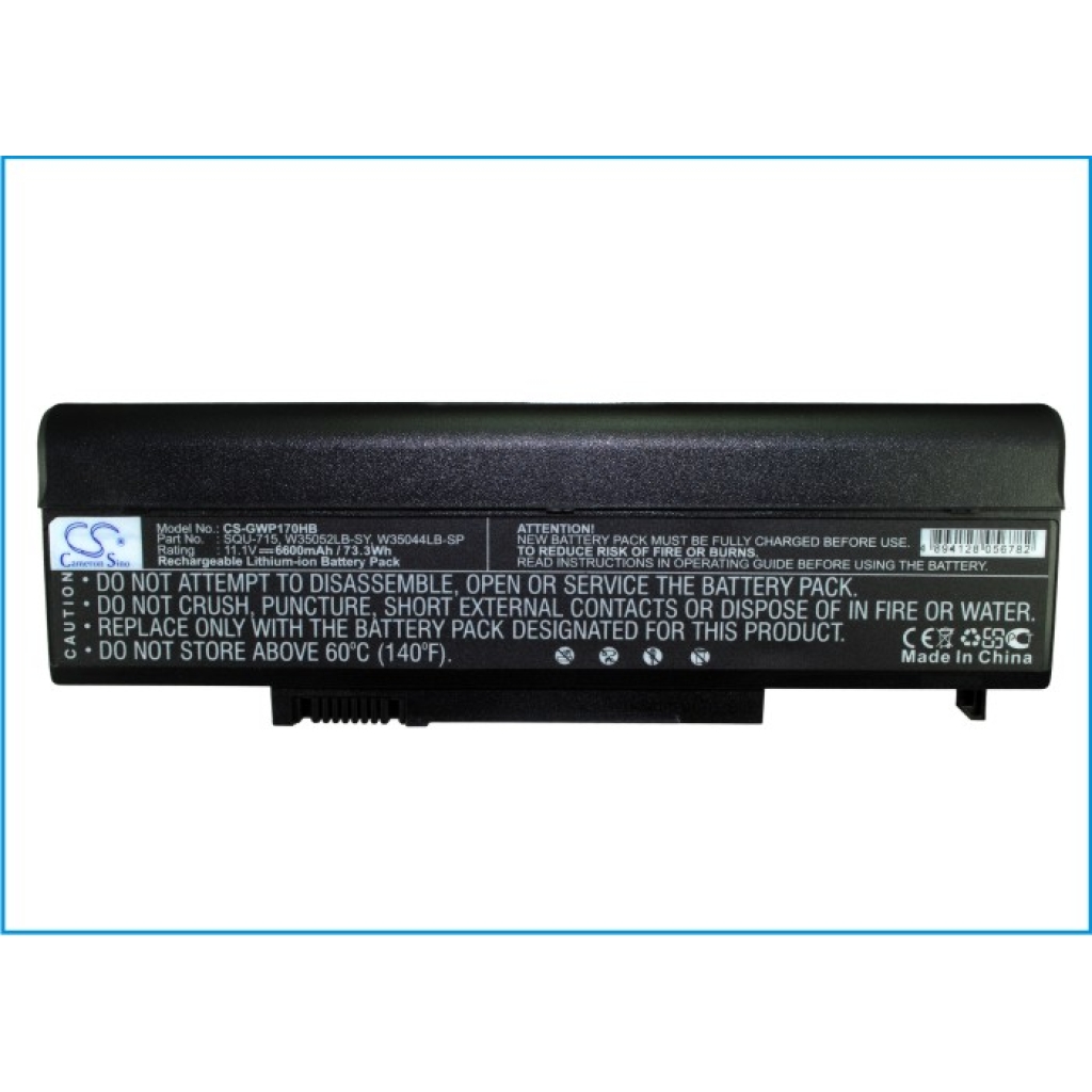 Compatible battery replacement for Gateway  935C2190F, DAK100440-011805, 6501213, W35044LB-SP, 6506128...