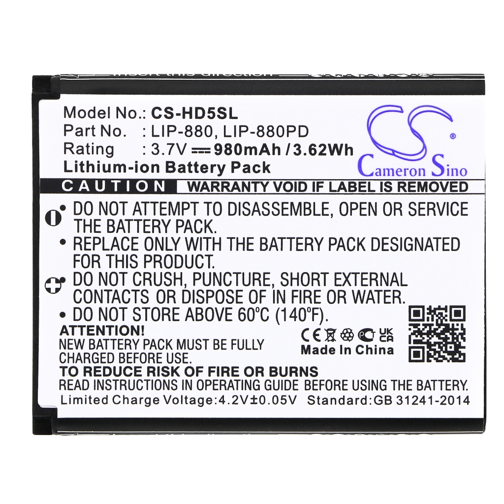 Compatible battery replacement for Sony  LIP-880, 2-632-807-11, LIP-880PD-B, LIP-880PD