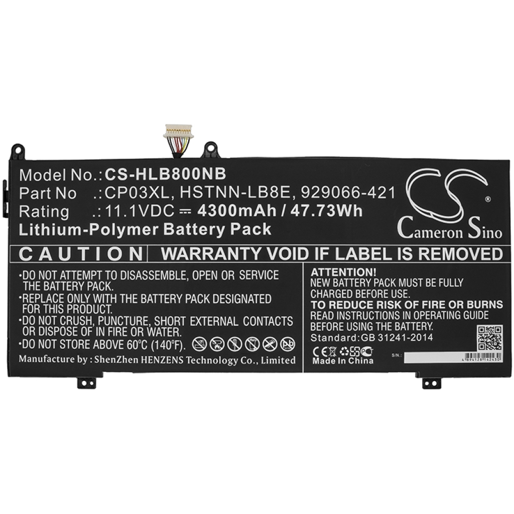 Compatible battery replacement for HP  929066-421, HSTNN-LB8E, CP03XL, CP03060XL, 929072-855