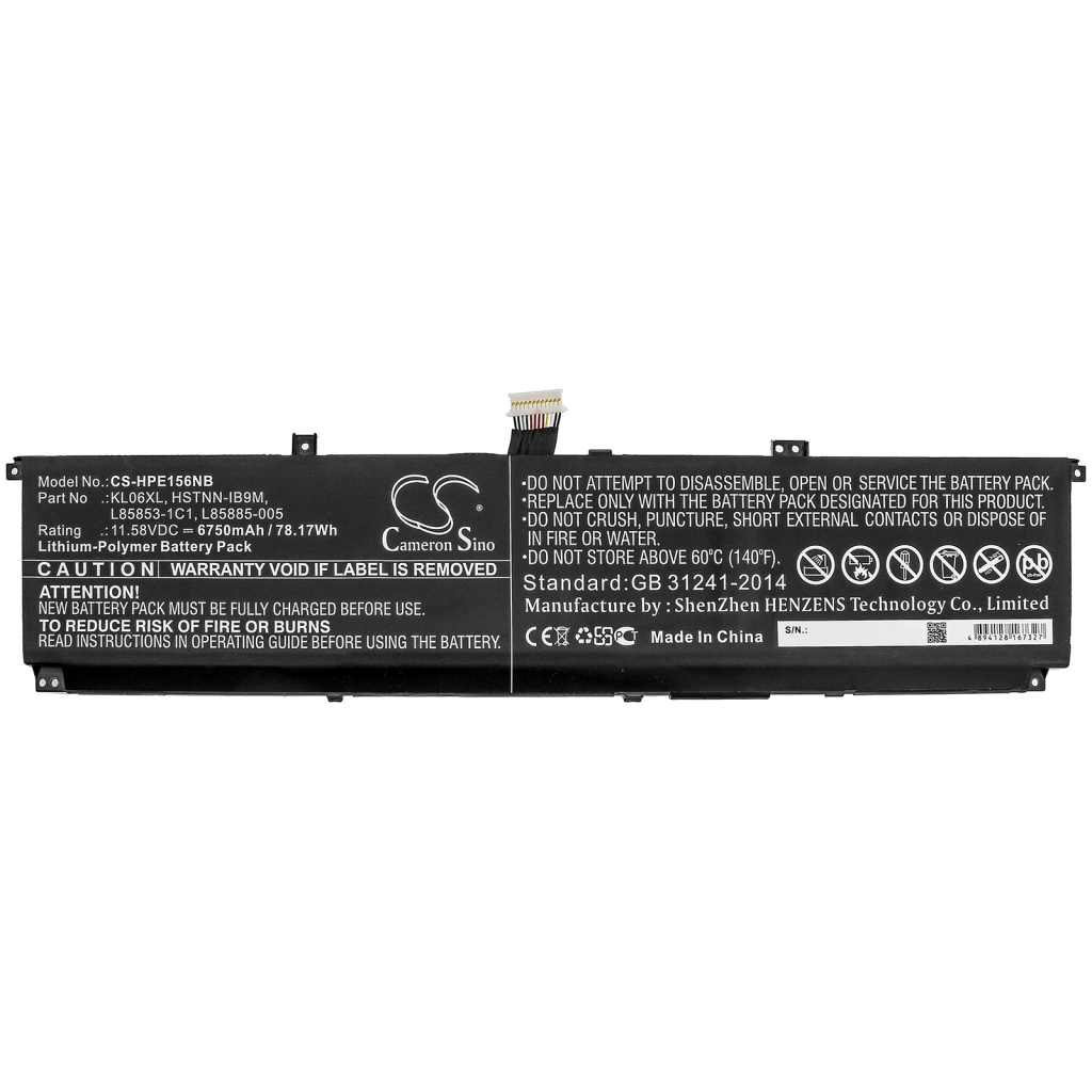 Compatible battery replacement for HP  L85885-005, L85853-1C1, KL06XL, HSTNN-IB9M