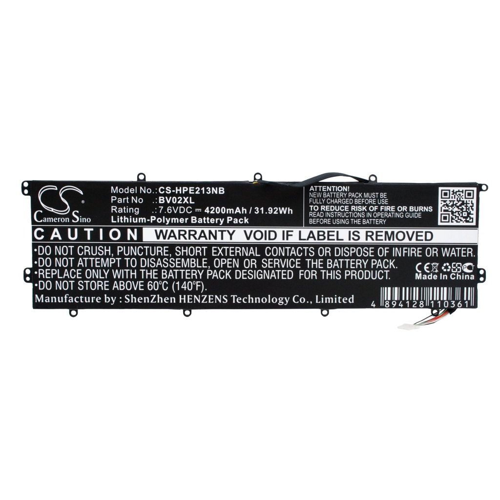 Compatible battery replacement for HP  775624-1C1, BV02XL, 775624-121, BV02033XL, TPN-I116...