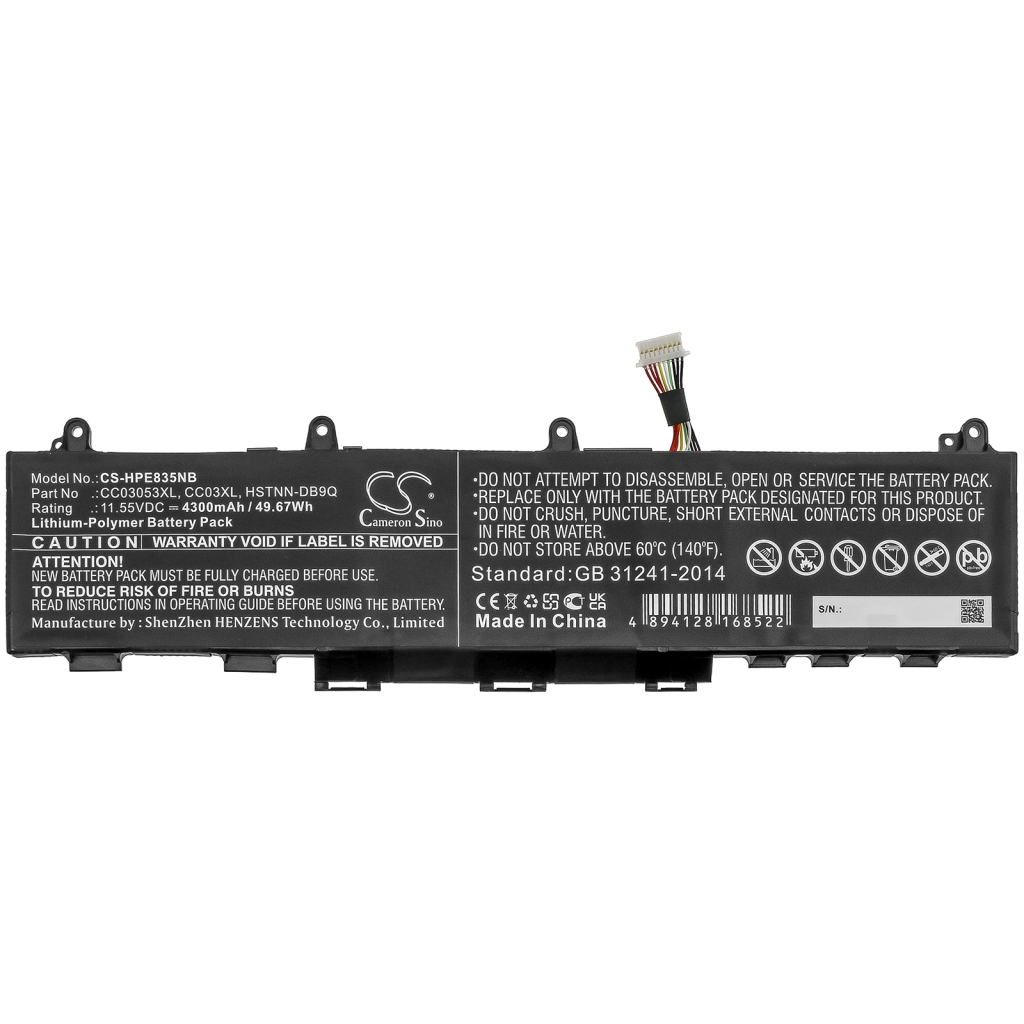 Compatible battery replacement for HP  L78555-005, L77608-1C1, CC03XL, L77991-005, HSTNN-UB8W...