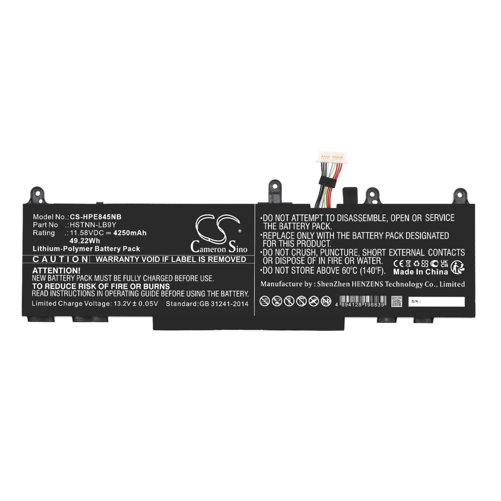 Compatible battery replacement for HP  M64305-421, HSTNN-LB8V, M64304-421, HSTNN-1B9Y, M64304-1D1...