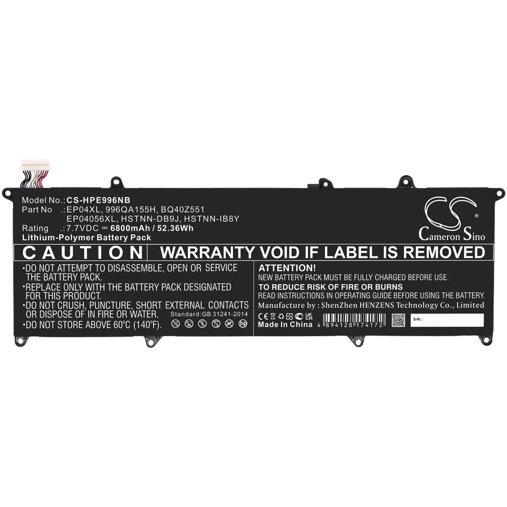 Compatible battery replacement for HP  L52448-241, EP04056XL, L52448-1C1, BQ40Z551, R5439K323JB-TR/RICOH...