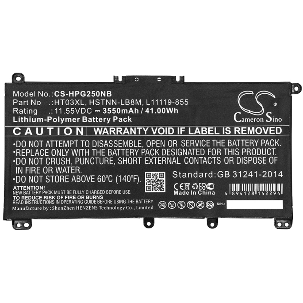 Compatible battery replacement for HP  TPN-I134, HSTNN-UB7J, L11421-2C3, TPN-C136, TPN-Q210...