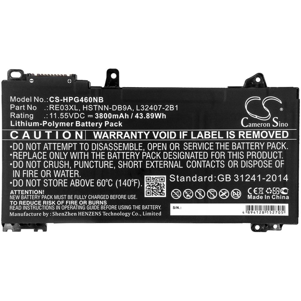 Compatible battery replacement for HP  L32407-2C2, HSTNN-DB9A, L32656-005, L32407-2C1, HSTNN-0B1C...