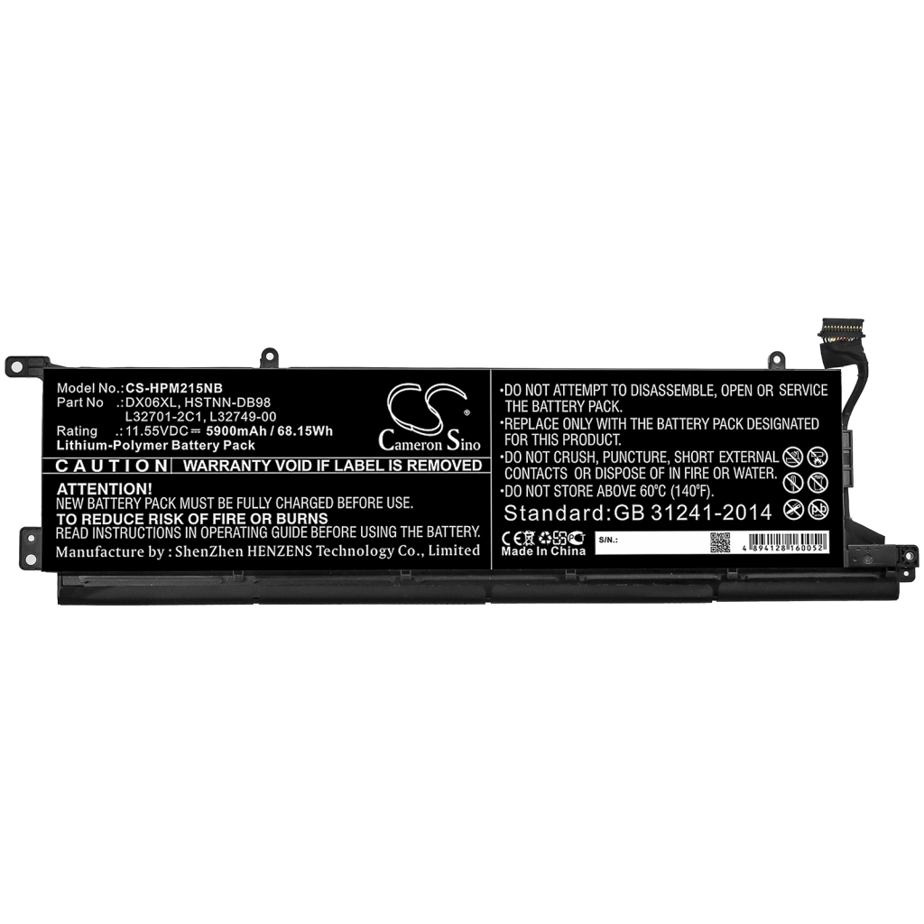 Compatible battery replacement for HP  L32749-00, L32701-2C1, HSTNN-DB98, DX06XL