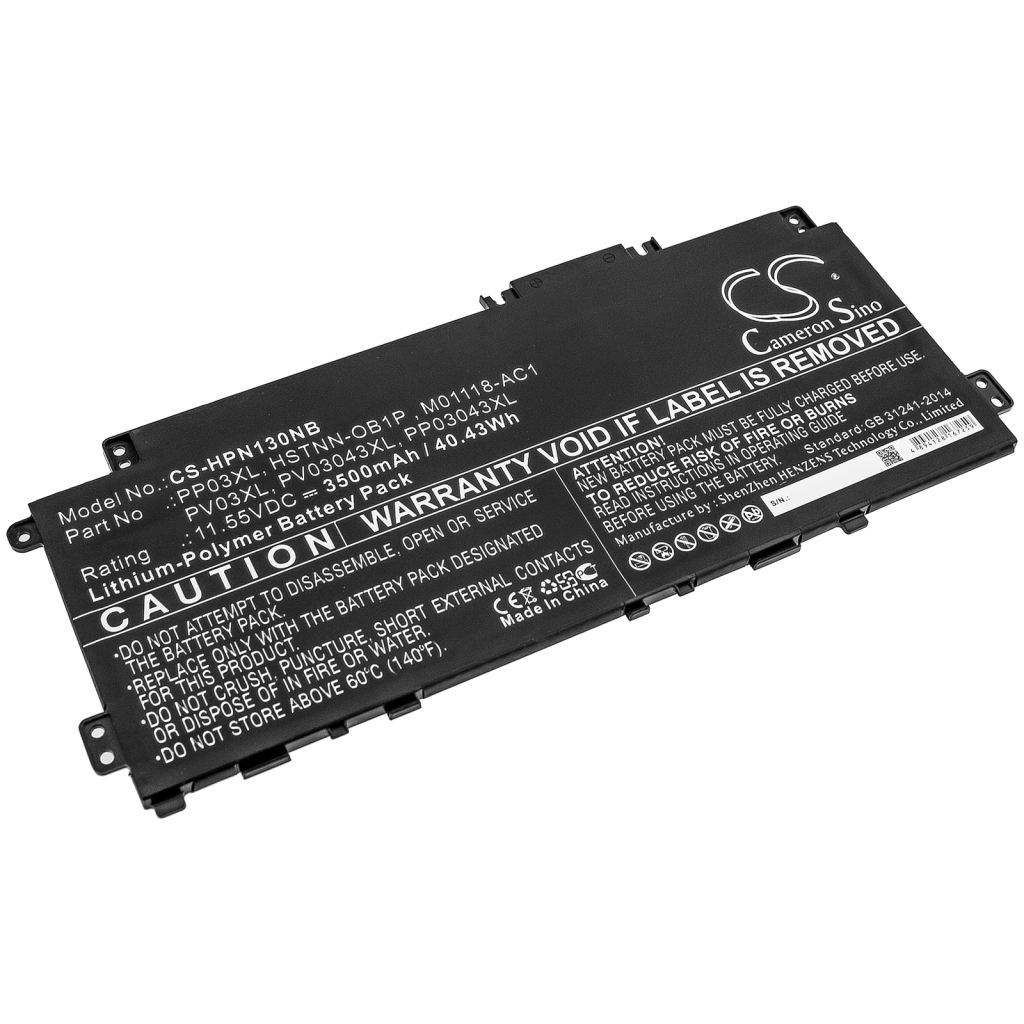 Compatible battery replacement for HP  L83388-421, PV03043XL, M01118-421, HSTNN-OB1P, PP03XL...