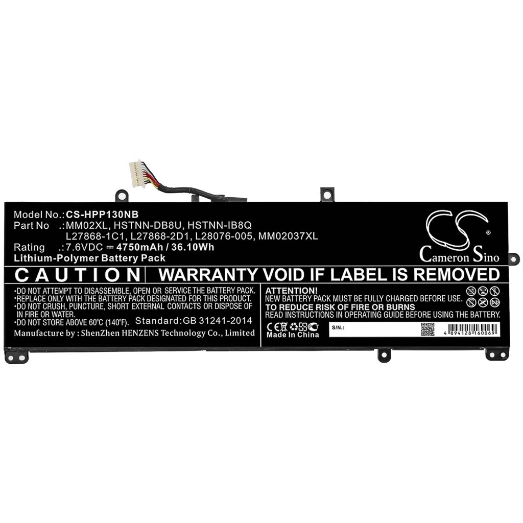 Compatible battery replacement for HP  HSTNN-DB8U, L28076-005, L27868-2D1, L27868-1C1, MM02XL...