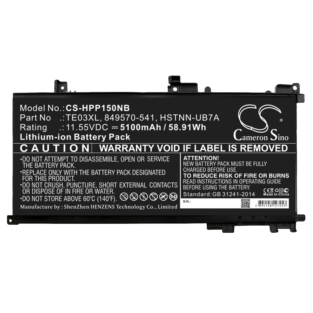 Compatible battery replacement for HP  849570-542, HSTNN-UB7A, 849570-541, TPN-Q173, AX020TX...