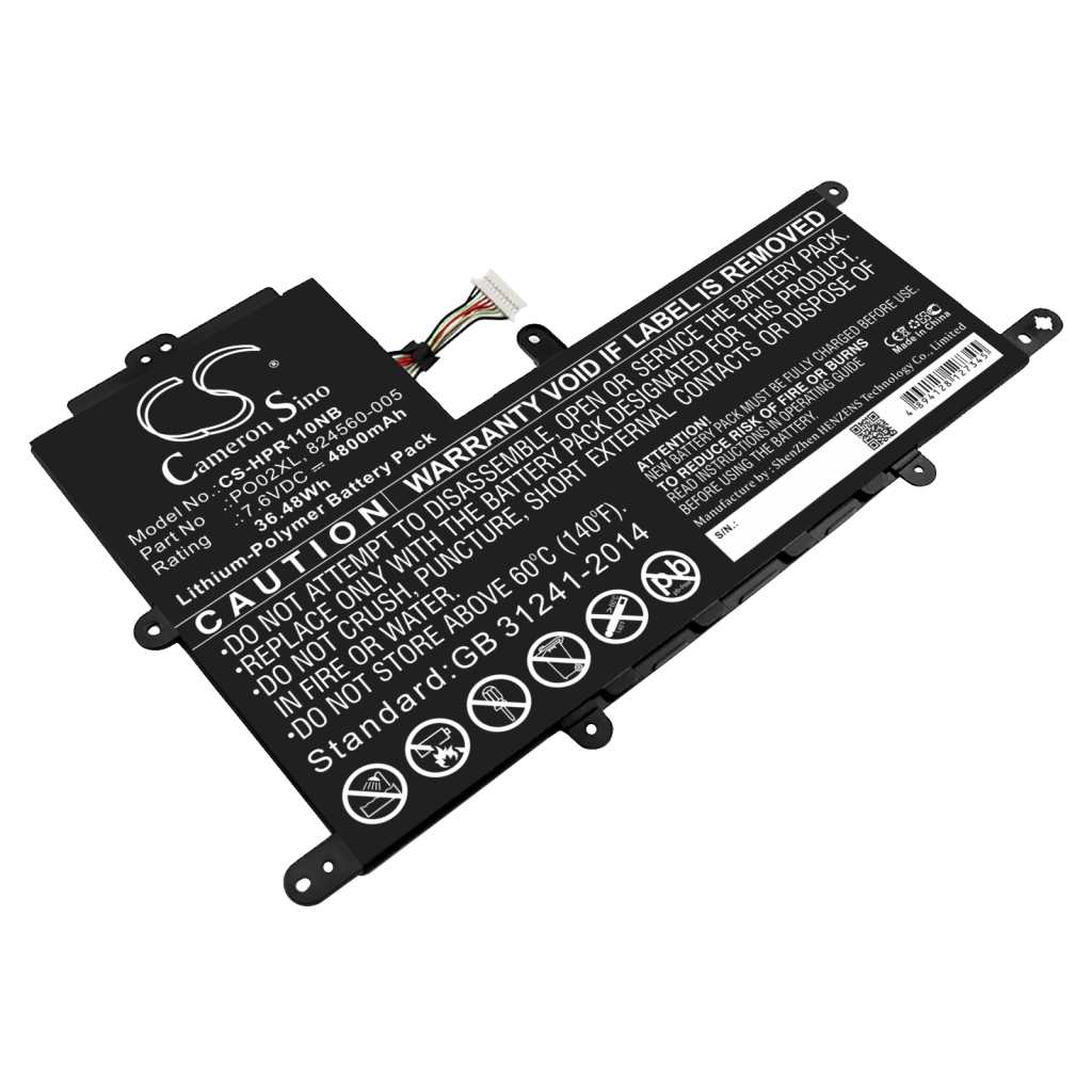 Compatible battery replacement for HP  823908-2C1, P002XL, HSTNN-1B7G, TPN-Q166, 823908-1C1...