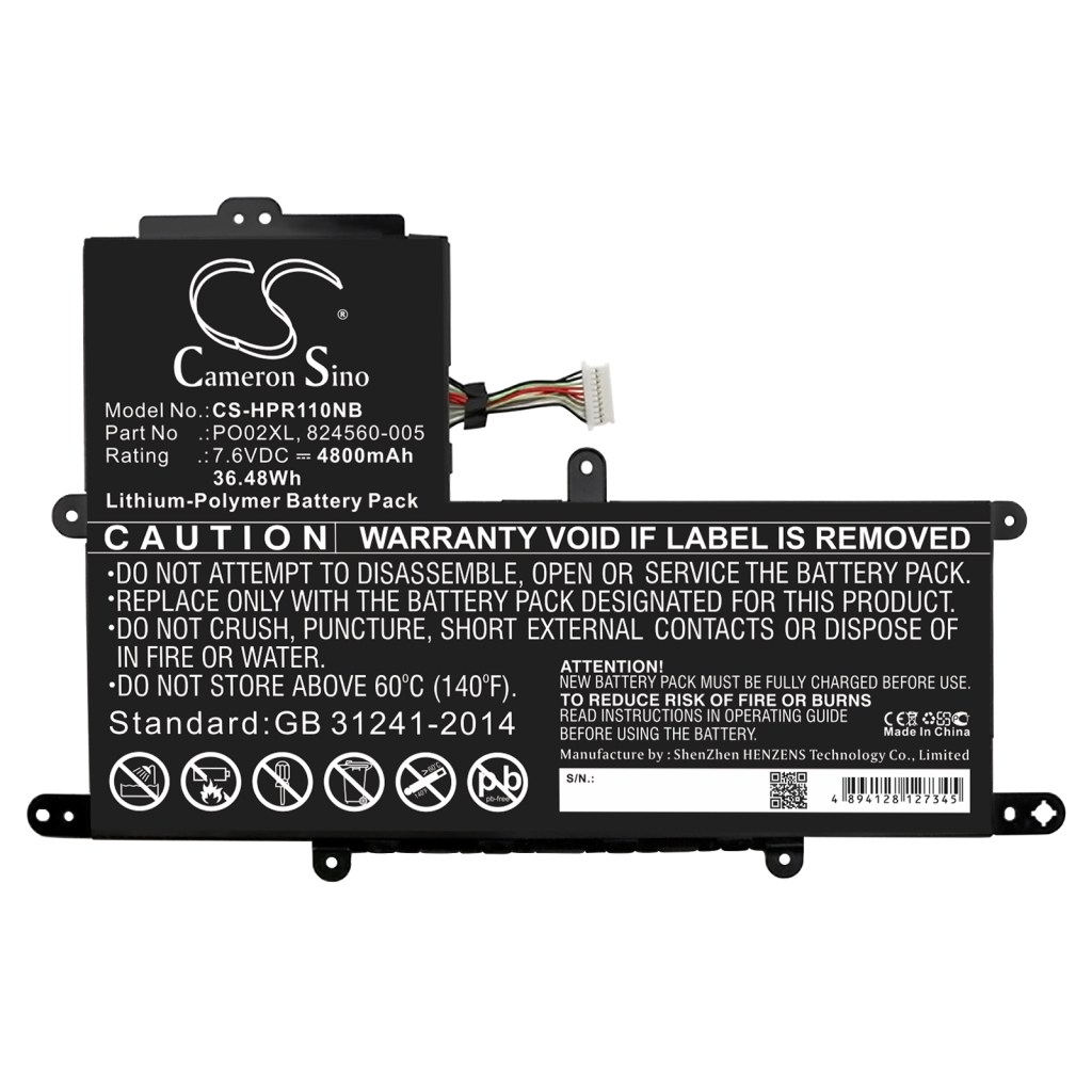 Compatible battery replacement for HP  PO02037XL, HSTNN-DB-G, 823908-2C1, P002XL, HSTNN-1B7G...