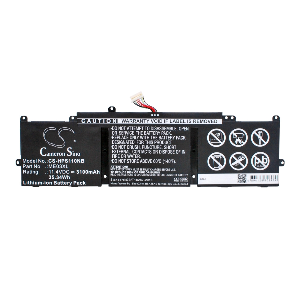 Compatible battery replacement for HP  ME03XL, 787089-541, HSTNN-UB6M, 787089-421, TPN-Q156...