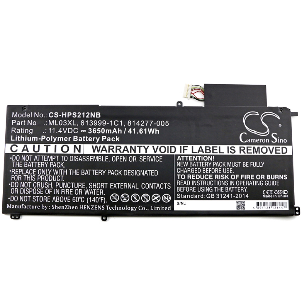 Compatible battery replacement for HP  ML03042XL, 813999-1C1, TPN-Q165, HSTNN-IB7D, N5S20UA...