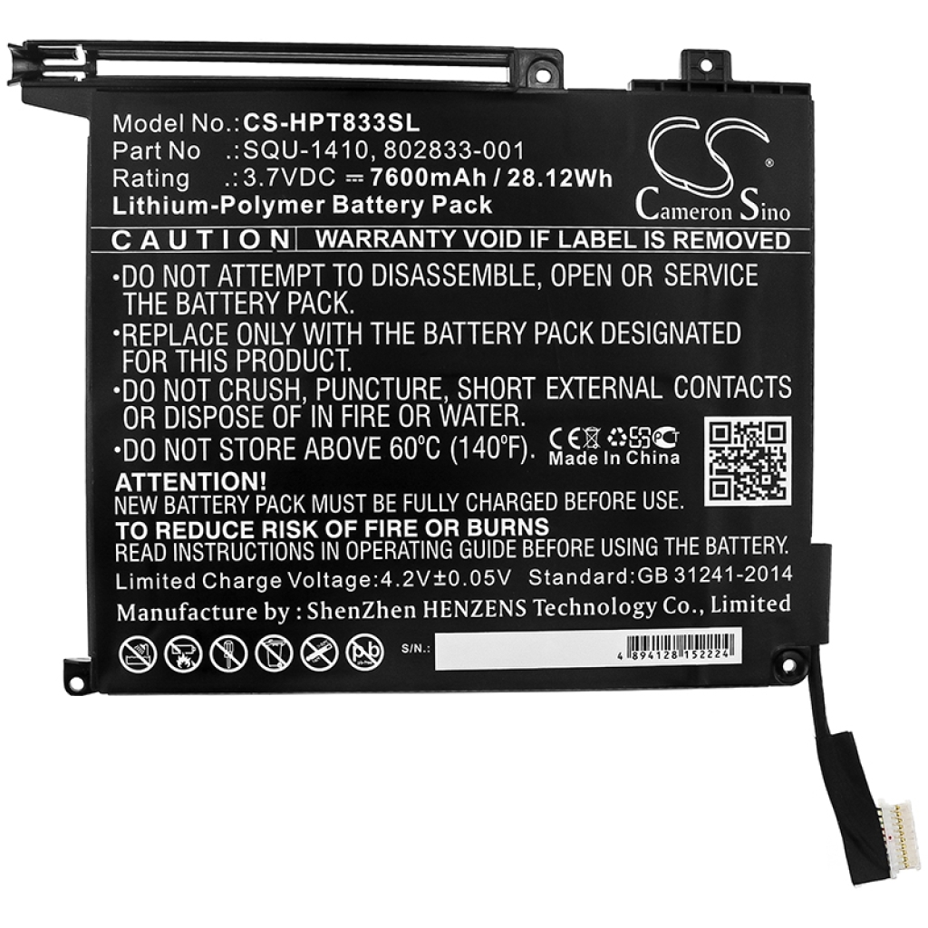 Compatible battery replacement for HP  SQU-1410, 802833-001