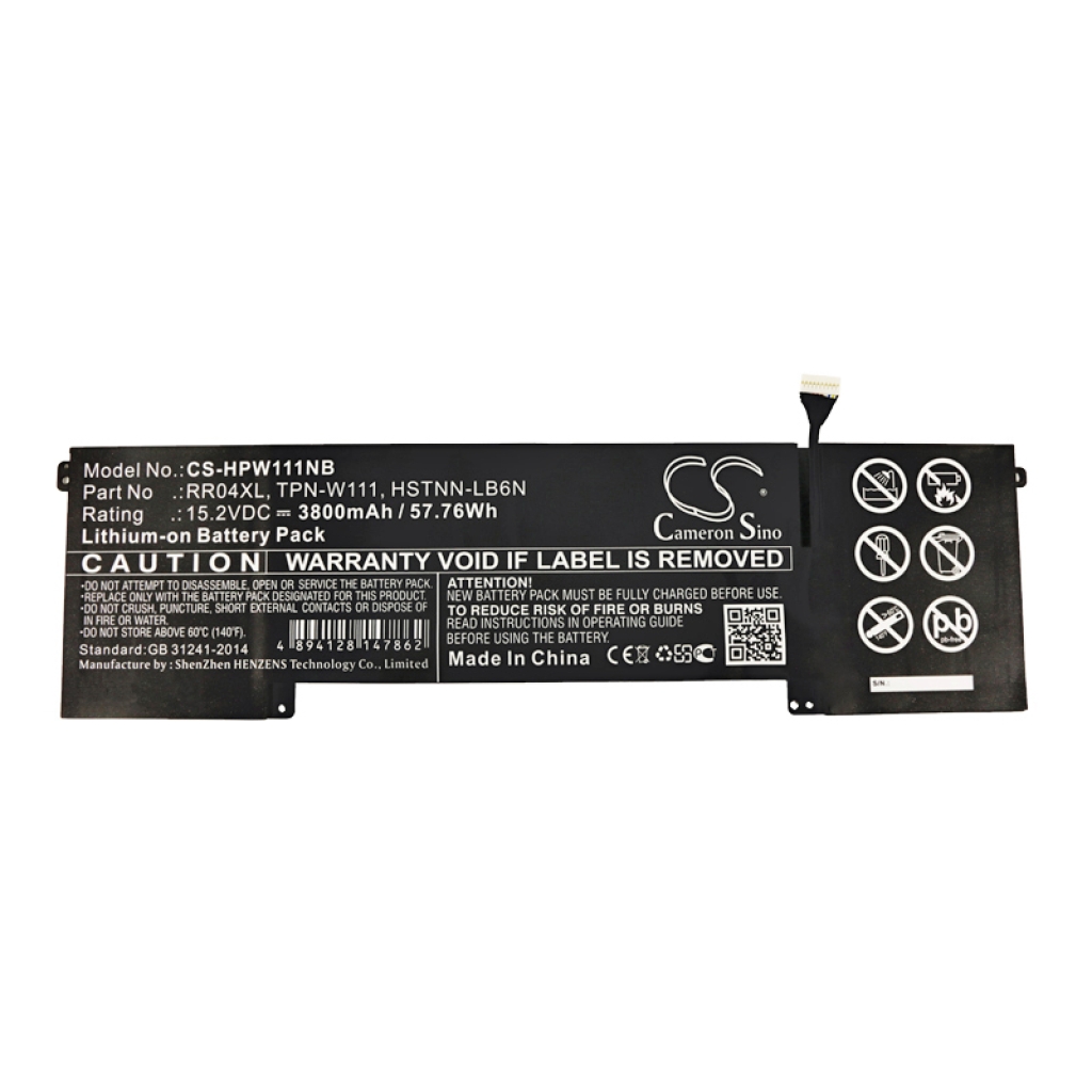 Compatible battery replacement for HP  RR04XL, K5C63PA