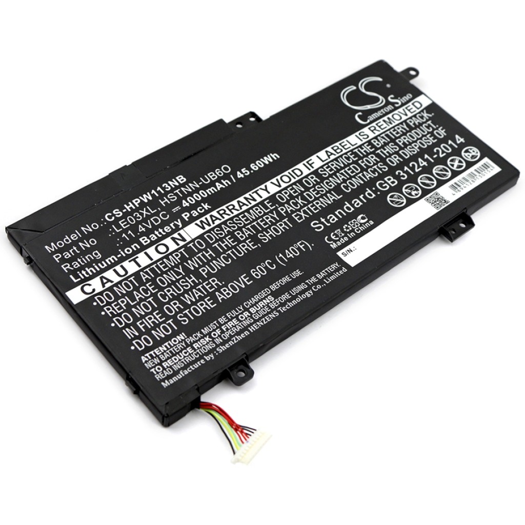 Compatible battery replacement for HP  TPN-W113, LE03XL, HSTNN-UB6O, 796356-005, TPN-W114...