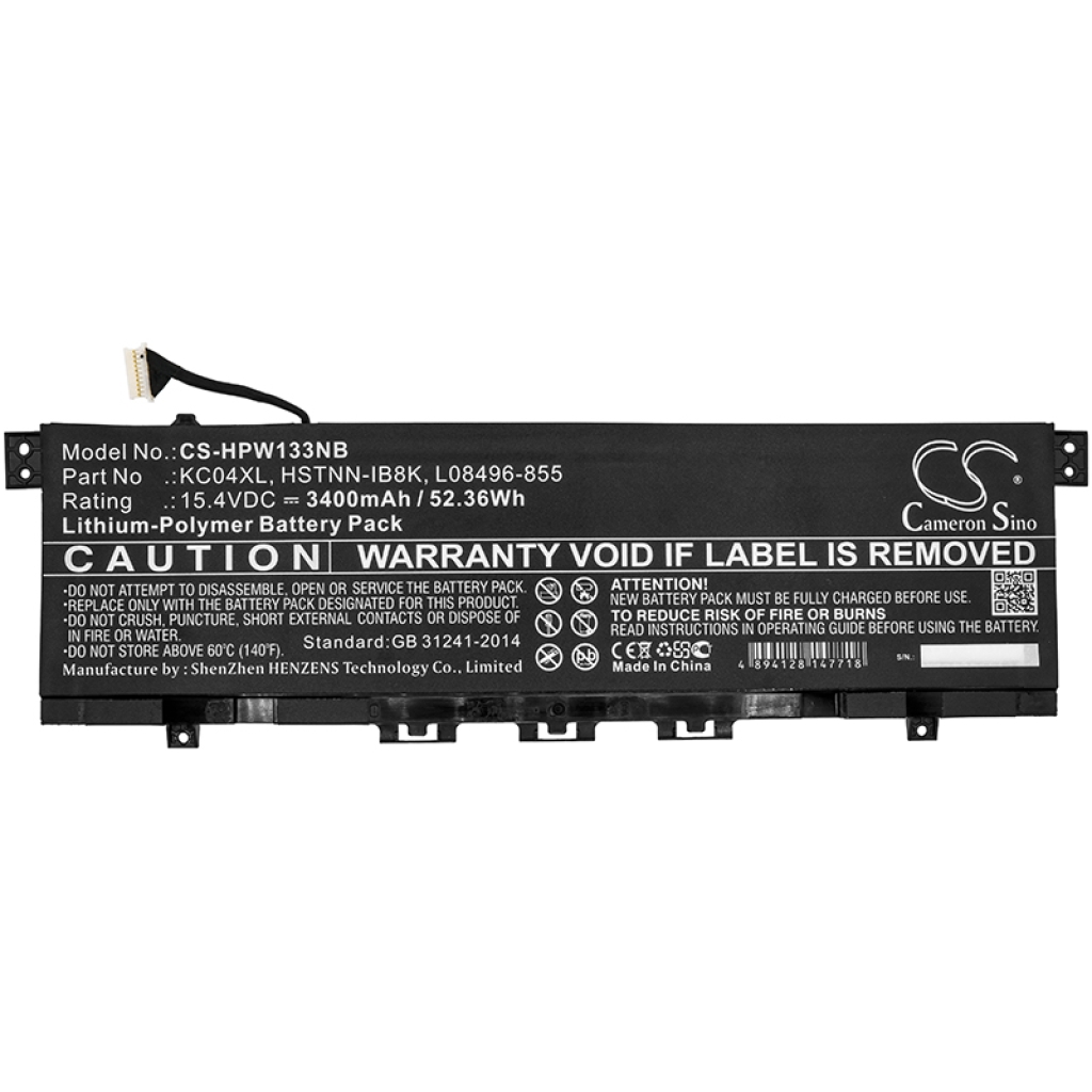 Compatible battery replacement for HP  L08496-855, KC04XL, TPN-W136, HSTNN-IB8K, TPN-W133...