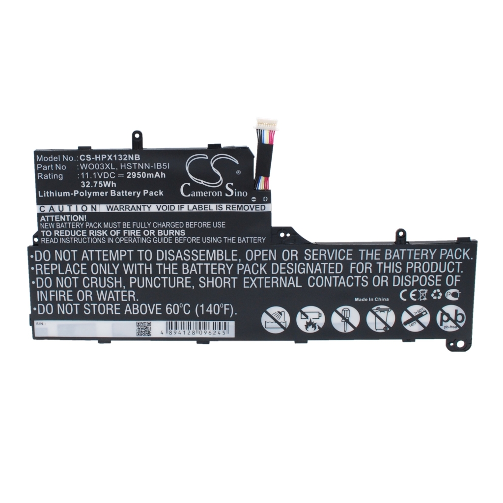 Compatible battery replacement for HP  725606-001, WO03XL, 725496-1B1, W0O3XL, 725496-171...