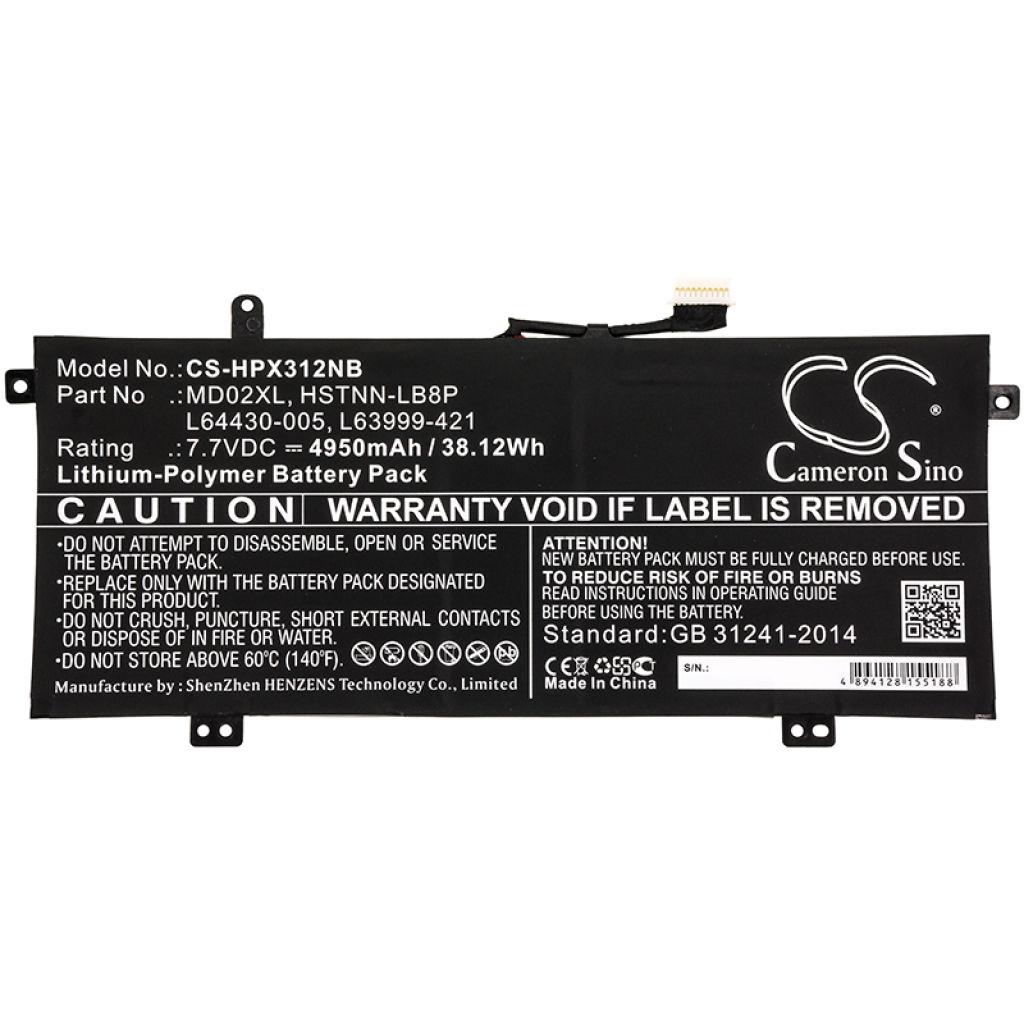 Compatible battery replacement for HP  L64430-005, L63999-421, HSTNN-LB8P, MD02XL