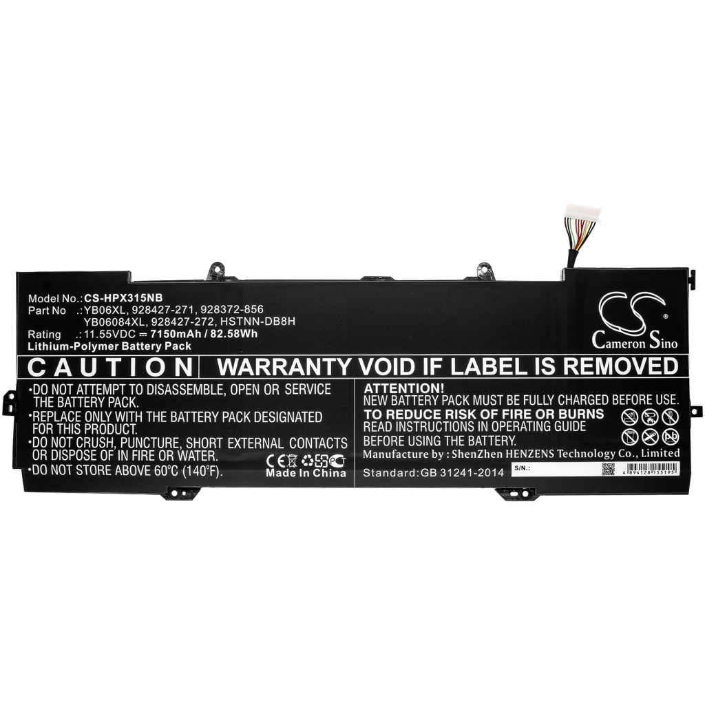 Compatible battery replacement for HP  928427-271, YB06XL, 928372-856, YB06084XL, HSTNN-DB8H...