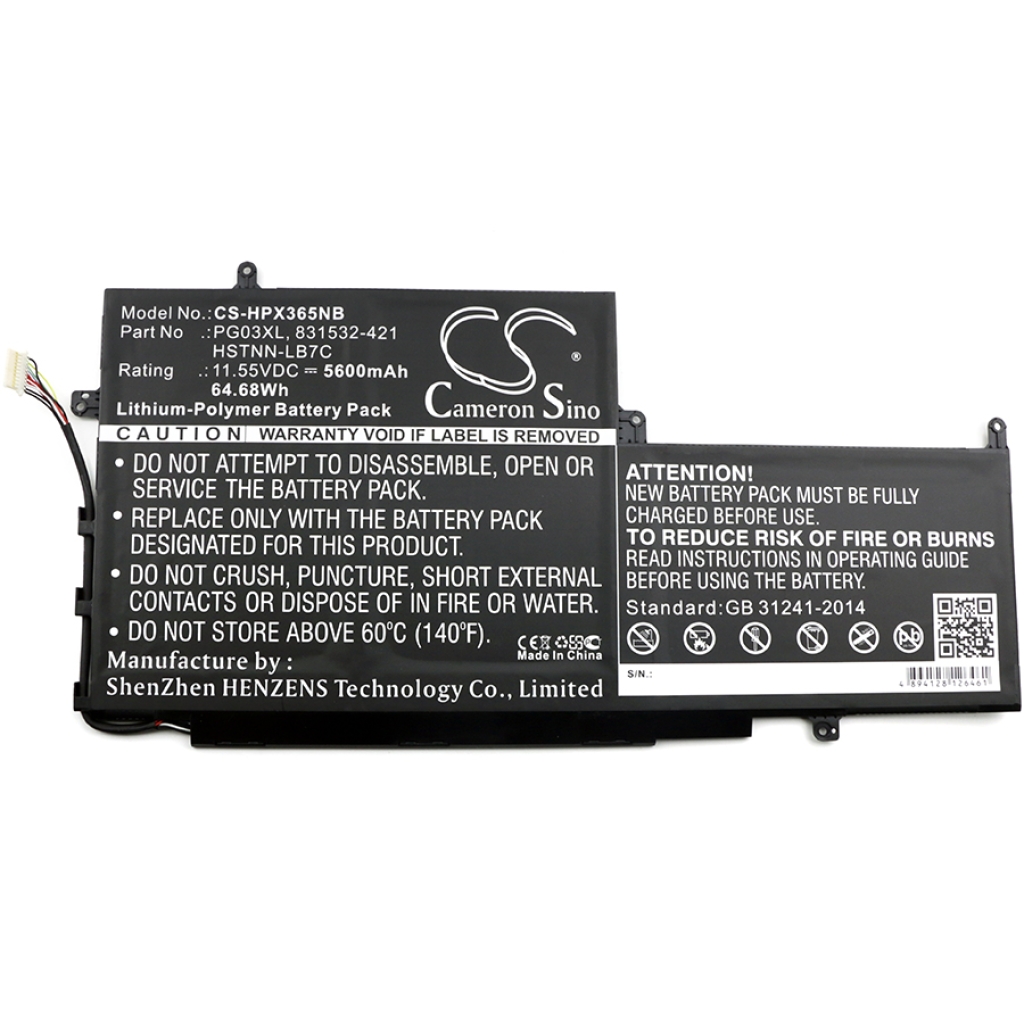 Compatible battery replacement for HP  TPN-Q168, 831758-005, PG03XL, 831731-850, PG03064XL...