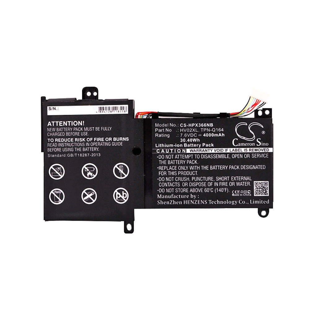 Compatible battery replacement for HP  TPN-W112, 796219-541, TPN-Q164, 796219-421, HV02XL...