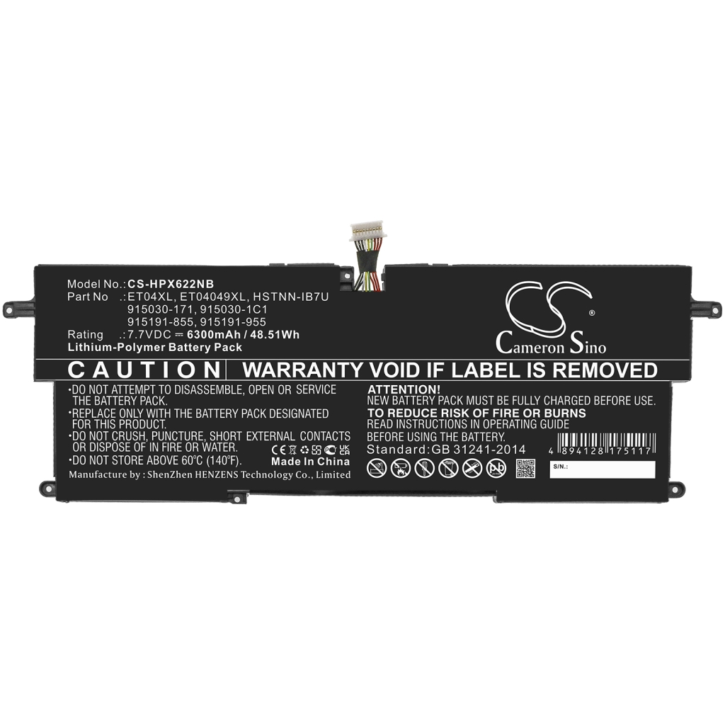 Compatible battery replacement for HP  915191-955, 915191-855, HSTNN-IB7U, 915030-1C1, ET04XL...