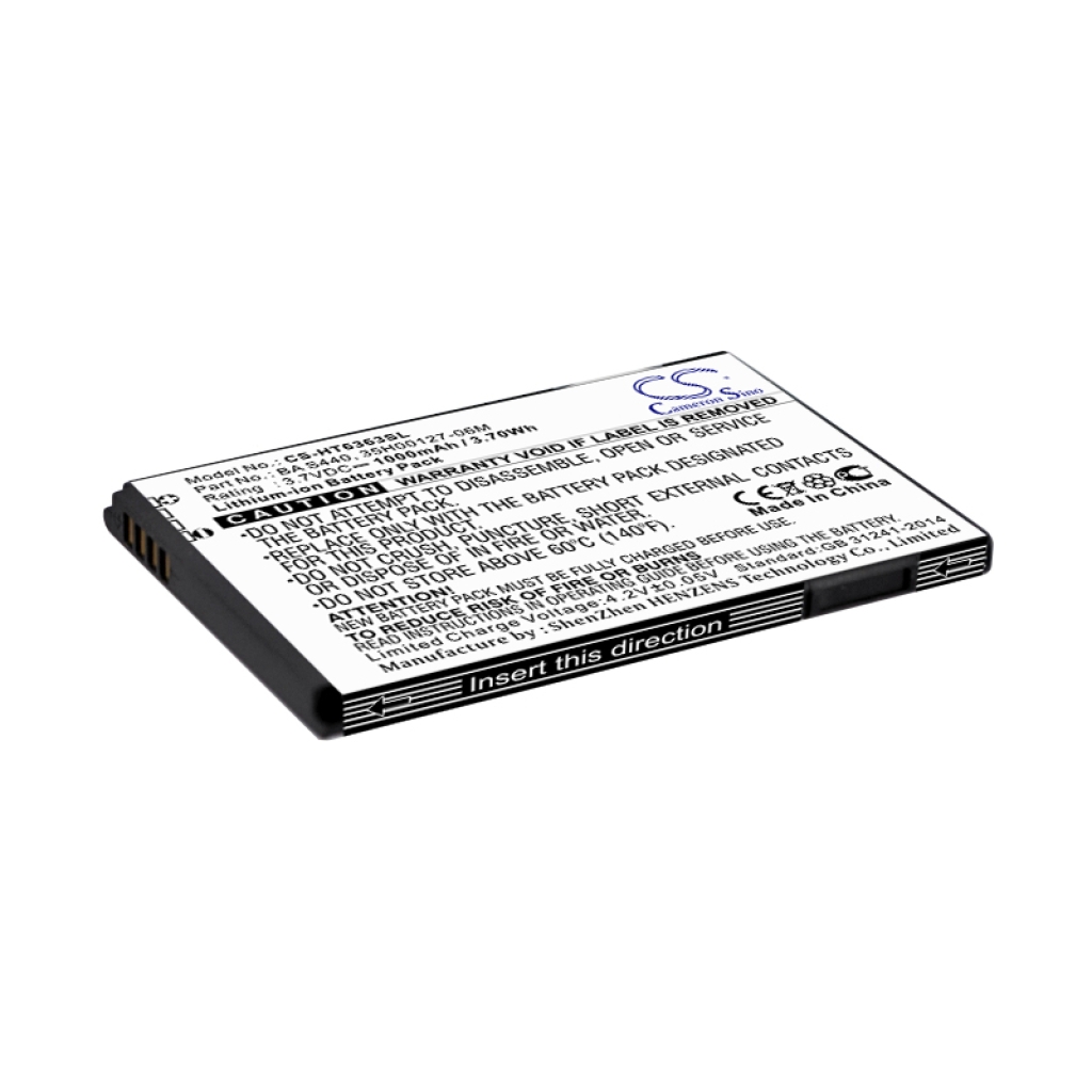 Compatible battery replacement for HTC  35H00127-04M, BB00100, 35H00127-02M, BA S440, 35H00127-06M...