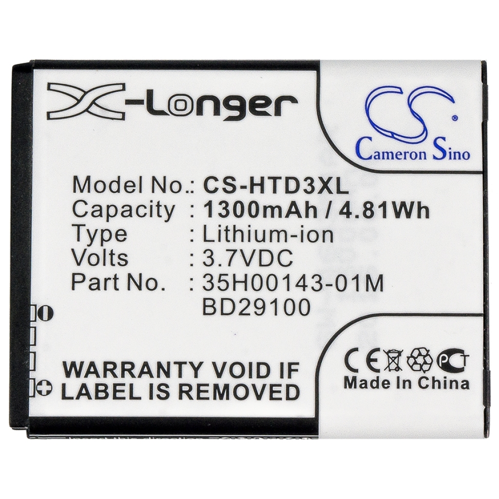 Compatible battery replacement for HTC  BA S540, BA S460, 35H00154-01M, 35H00143-01M, BD29100