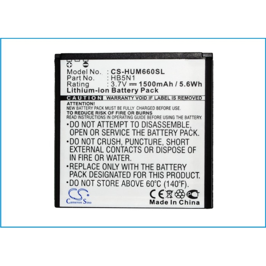 Compatible battery replacement for Huawei  HB5N1H, HB5N1, BCC1023