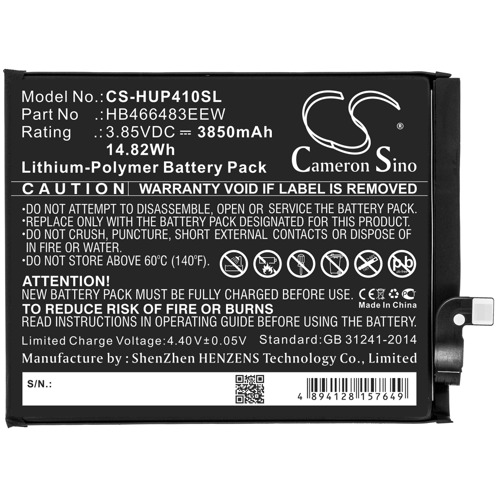 Compatible battery replacement for Huawei HB466483EEW