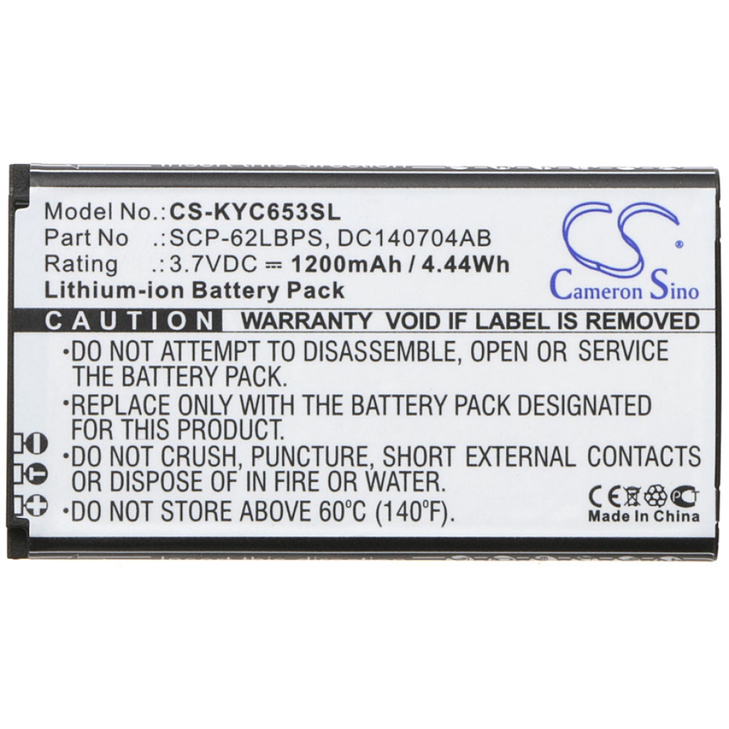 Compatible battery replacement for Kyocera  DC140704AB, SCP-62LBPS