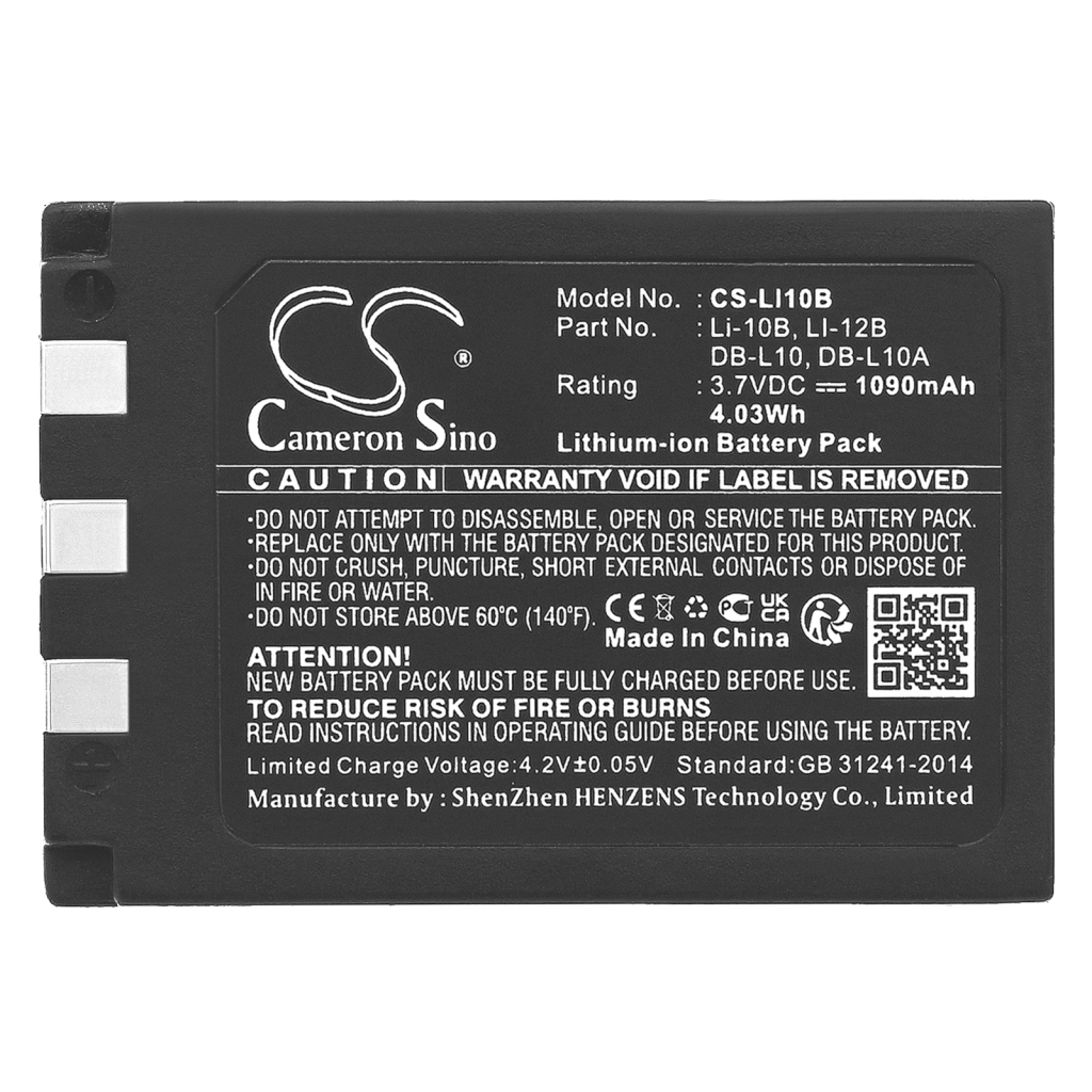 Compatible battery replacement for Olympus  DB-L10, LI-12B, Li-10B, DB-L10A