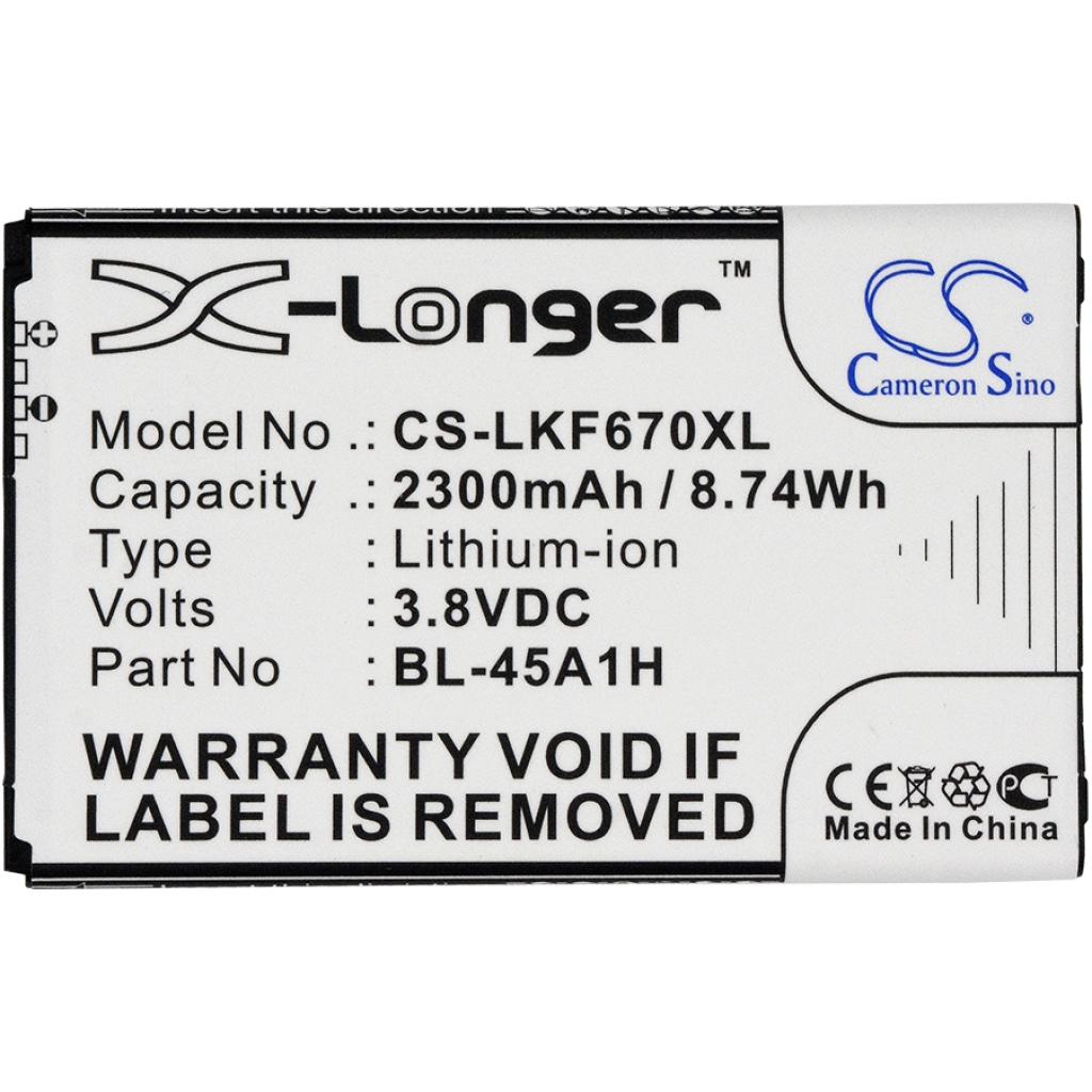 Compatible battery replacement for LG  BL-45A1H, EAC63158301