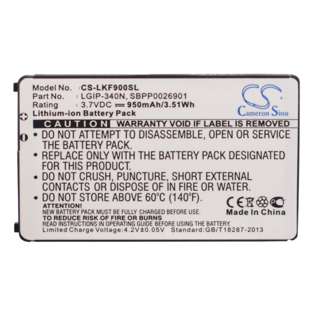 Compatible battery replacement for LG  SPPP0018575, SBPP0026901, LGIP-340N