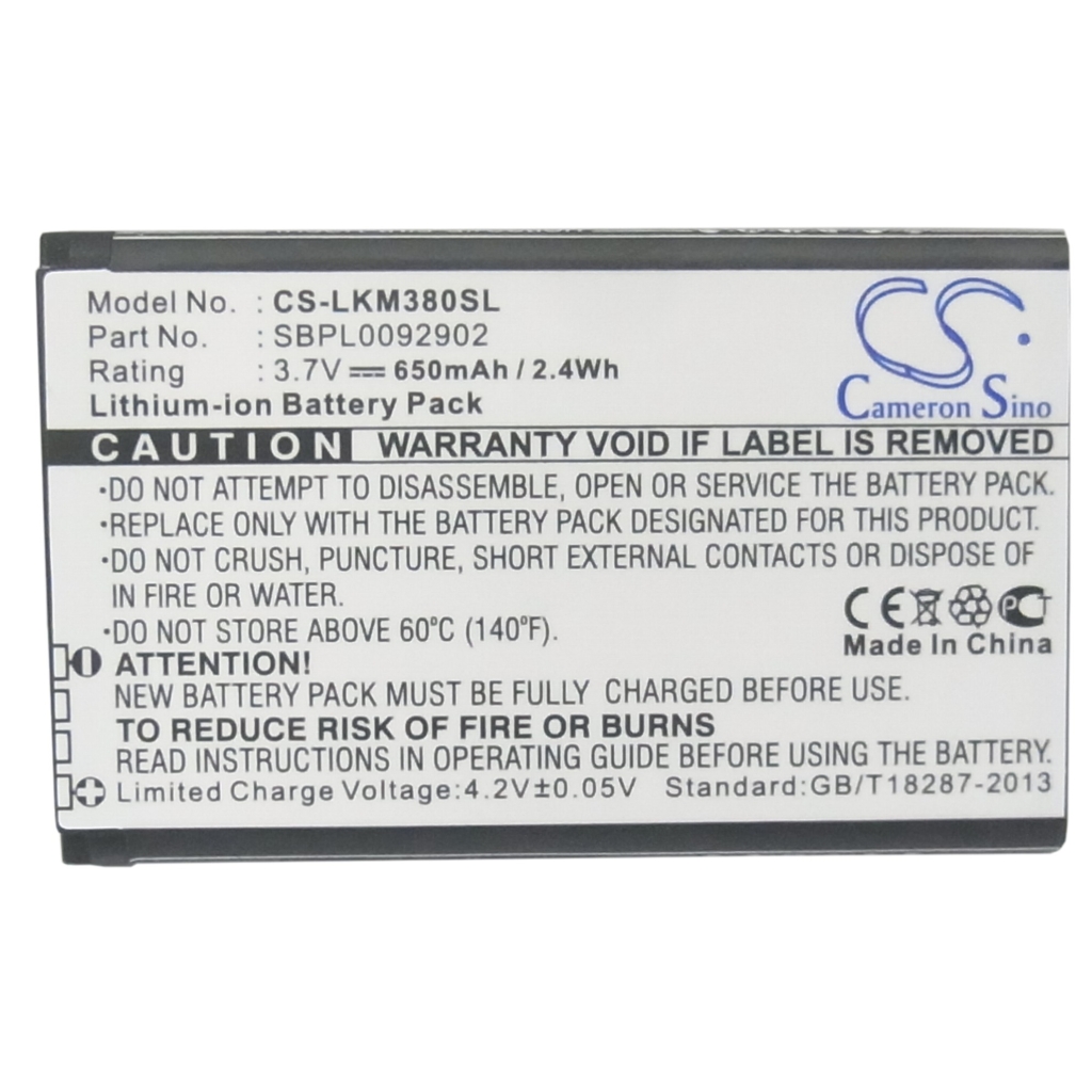 Compatible battery replacement for LG  SBPP0026203, SBPL0085606, SBPL0092904, LGIP-330GP, SBPL0092902...