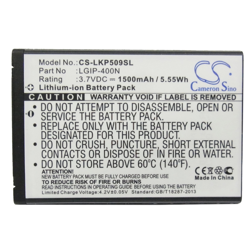 Compatible battery replacement for LG  SBPL0102301, LGIP-400V, LGIP-400N, SBPL0102302