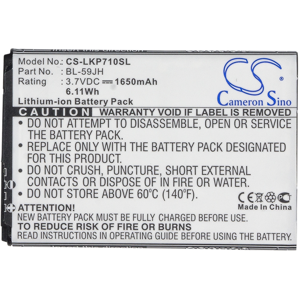 Compatible battery replacement for LG  EAC61998401, BL-59JH, EAC62018401, EAC61998402