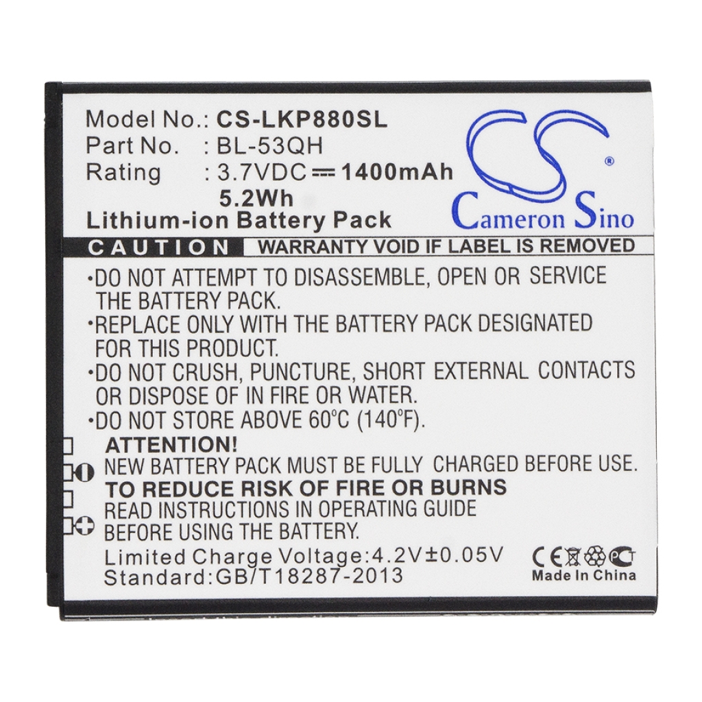 Compatible battery replacement for LG  EAC61878605, EAC61878603, BL-53QH, EAC61898401