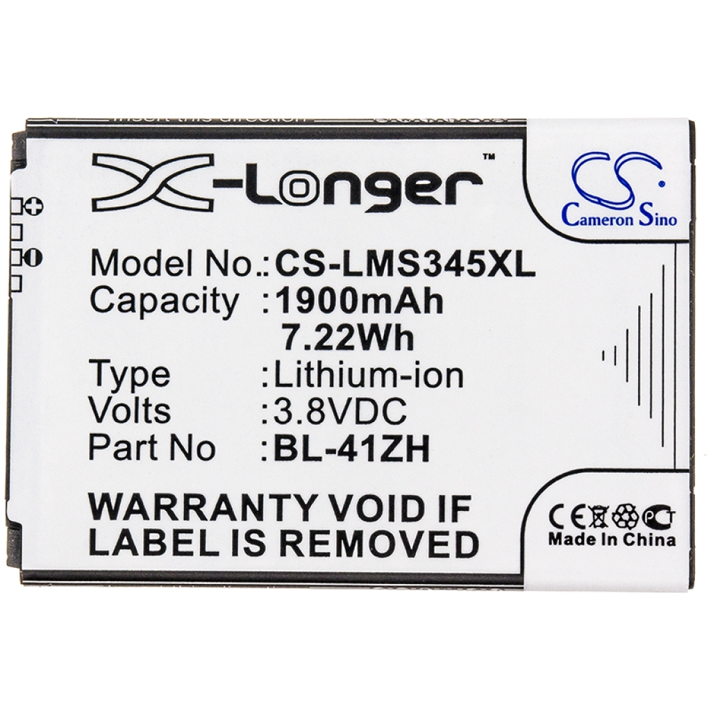 Compatible battery replacement for LG  EAC62378407, BL-41ZHB, BL-41ZH, EAC62778201